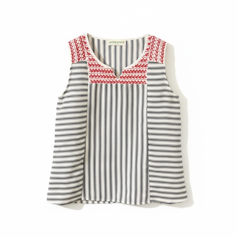 The Pants Store Medium  Blouse Womens Blue Red Coastal Granddaughter Sleeveless